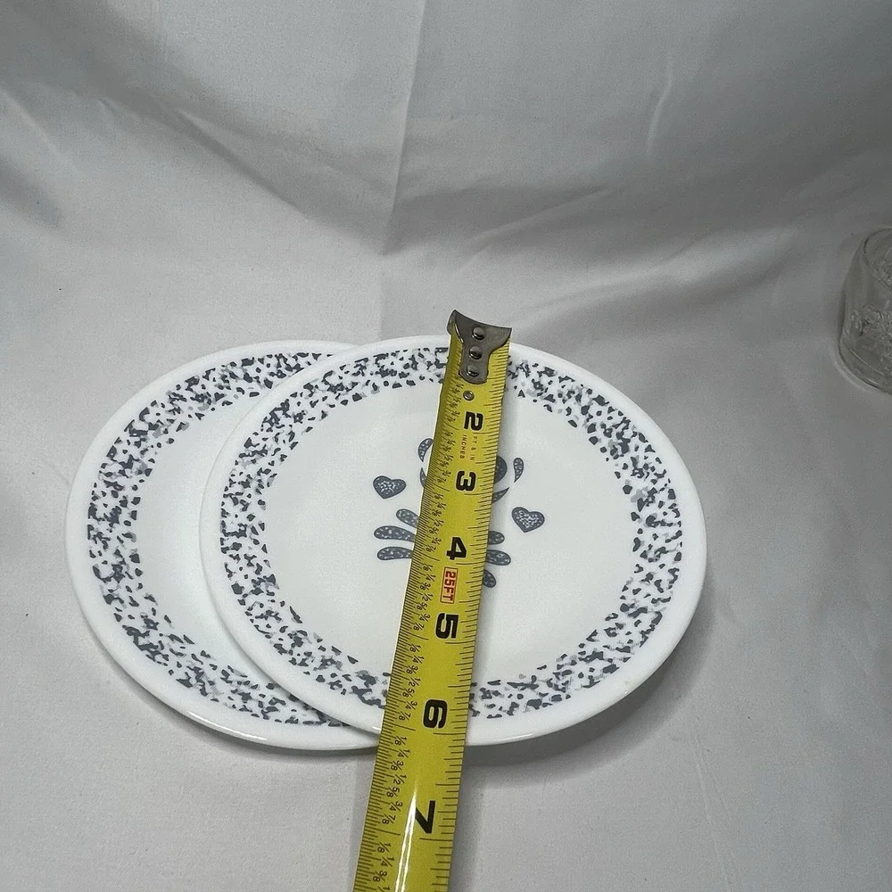 Set of 2 Corning Ware Corelle BLUE HEARTS 6'' Dinner Plates Saucer‎ Vintage